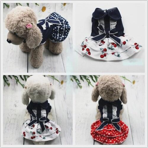 Dogs Skirts Summer New Wedding Bowknot Dresses Print Soft Pet Cat Clothes Comfortable Princess Spring Puppy Medium Dog Dress