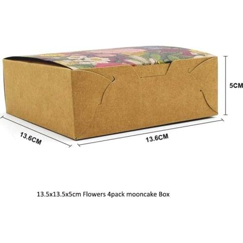 Wedding Favors And Gifts 20pcs/lot 13.5x13.5x5cm Flowers 4pack Cake Box Food Paper Packing Free Shipping Kraft Cardboard Boxes