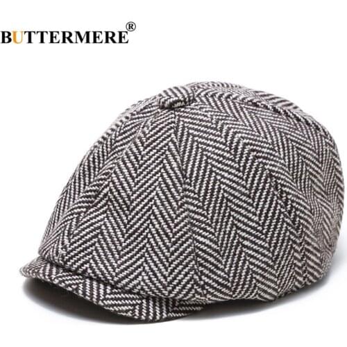 BUTTERMERE Newsboy Cap Herringbone Men Women Gatsby Coffee Retro Hat British Style Autumn Winter Driver Flat Cap