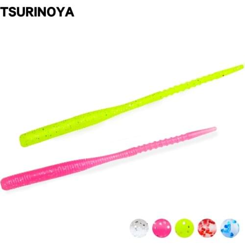 TSURINOYA Soft Fishing Lure Ajing 72mm 0.5g12PCS LURKER Luminous UV Artificial Rockfish Wobber Worm Bait Swimbaits Jig Lure