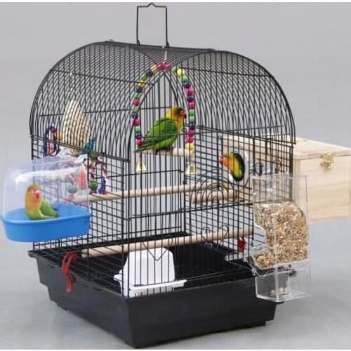 Bird Cage Iron Bird Parrot Cage Play Top Macaw Cockatoo Parakeet Cage + Plastic feeder & plastic tray & Swing Bird Home