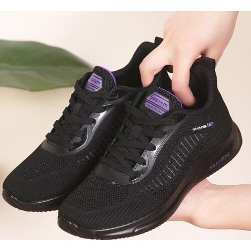 NEW Running Shoes Women Breathable Casual Shoes Outdoor Light Weight Sports Shoes Casual Walking Platform Ladies Sneakers Black