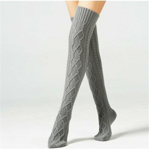1Pair Women Knitted Stockings Ladies Soft Over Knee Long Boot Thigh High Winter Warm Stockings Female Casual Fashion New 2019