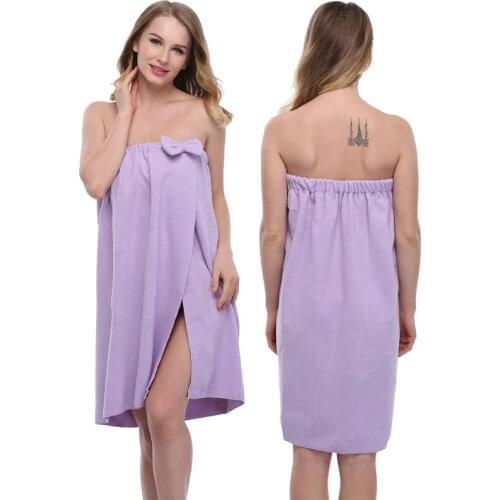 Witbuy Fashion Lady Girls Cute Bow Wearable Bath Towel Shower SPA Wrap Body Beach Bathroom Microfiber Bathrobe Gown For Women