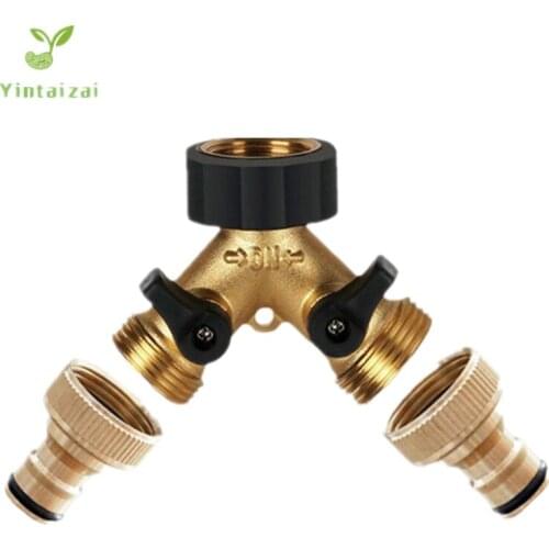 1/2" 3/4"Brass 2-Ways Hose Splitter With 3/4"inch Female Connector For Garden Tap Irrigation Flower Watering Tools