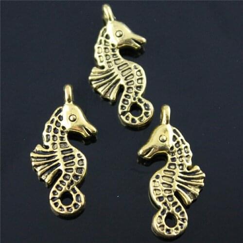 10pcs Charm Sea Horse Diy Sea Horse Charm For Jewelry Making Antique Gold Sea Horse Charms Pendant 11x23mm