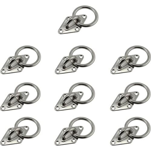 Stainless Steel Ring Diamond Pad Eye Plate Marine Grade SUS316 Boat/Yacht 8mm Diamond plate 10pcs