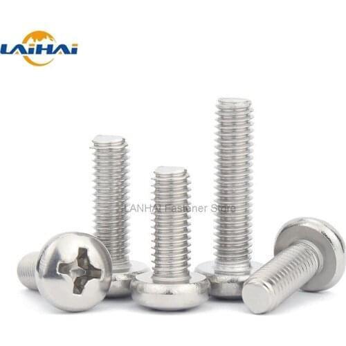 10pcs UNC 1/4-20 US Coarse Thread 304 A2-70 Stainless Steel Cross Recess Round Phillips Pan Head Screw Bolt