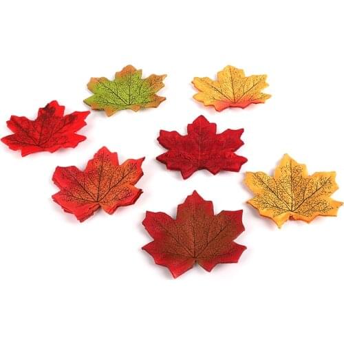 100Pcs Multicolor Artificial Silk Maple Leaves For Home Wedding Party Decoration Scrapbooking Craft Fall Vivid Fake Flower Leaf