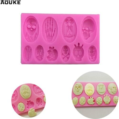 Halloween Scary Skull/Ghost/Hand Bone 3D Shape Fondant Cake Silicone Mold Chocolate Mould DIY Baking Tools Biscuits Candy Molds