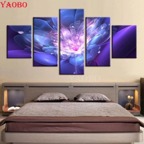 5 Panels Abstract flower Diamond embroidery Full Square/Round Diamond Painting Mosaic Diamond Art Multi-picture combination