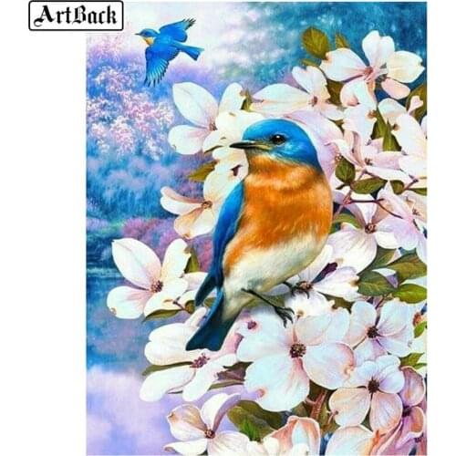5d diy diamond painting bird pink flowers full square 3d diamond embroidery diamond mosaic kit handicraft wall sticker