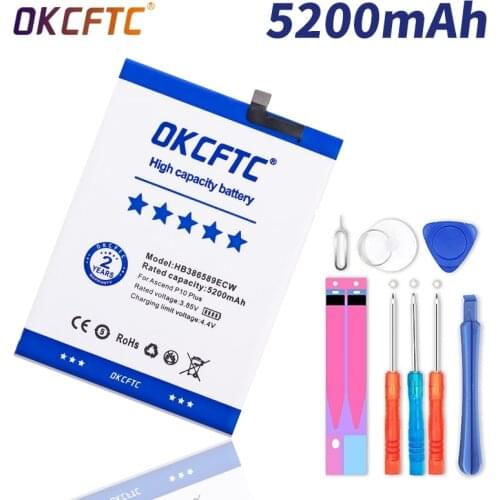 OKCFTC 5200mAh Original Phone Battery HB386589ECW For Huawei P10 Plus Honor 8X View 10 V10 Mate 20 Lite Nova 3 4 Batteries Tool