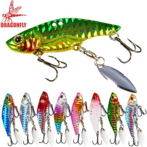 2020 New Arrival 8 Colour Luminous Metal VIB Fishing Lure Fishing Tackle Crankbait Vibration Spoon Spinner Sinking Bait