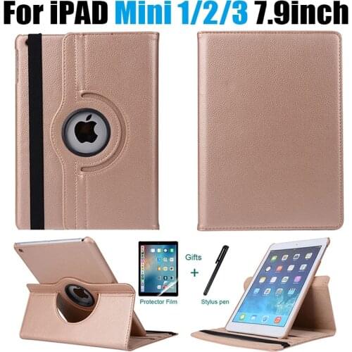 360 Degree Rotating Stand Case For iPad Mini 1 2 3 Case PU Leather Smart Flip Cover For Funda iPad Mini Case Cover Sleep/Wake UP