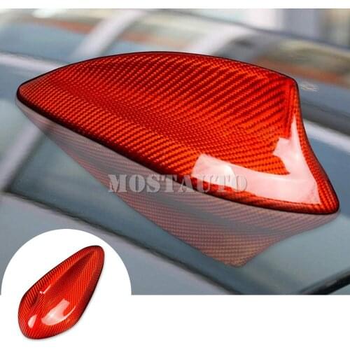 For BMW M2 M3 M4 M5 F80 F82 F87 F90 Real Carbon Fiber Exterior Car Roof Shark Fin Antenna Cover Trim Black/Red 1pcs