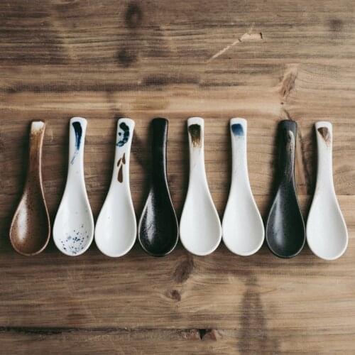 Chinese Style Home Handpainted Ceramic Soup Spoon Kitchen Tableware Porcelain Spoon