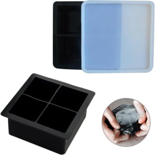 Food Grade Silicone Ice Cube Mold Ice Tray With Lid Square-shape DIY Ice Mold Storage Containers Ice Cube Tray Mold