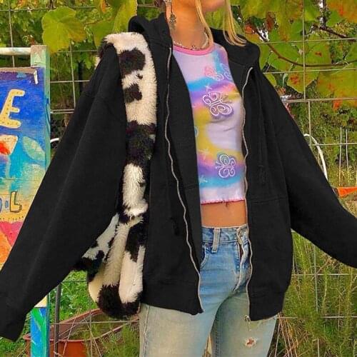 Brown Zip Up Sweatshirt Winter Jacket Clothes oversize Hoodies Women plus size Vintage Pockets Long Sleeve Pullovers