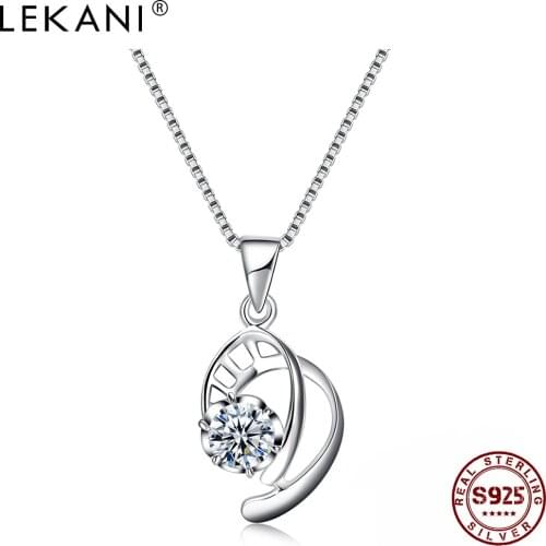 LEKANI 925 Sterling Silver Pendant Necklaces For Women Geometric Cubic Zirconia Necklace Anniversary Fine Jewelry New Arrival