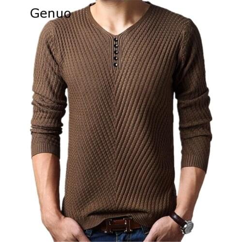 M-4XL Winter Henley Neck Sweater Men Cashmere Pullover Christmas Sweater Mens Knitted Sweaters Pull Homme Jersey Hombre 2019