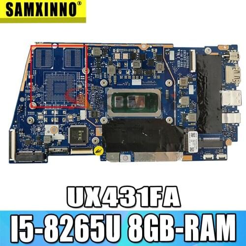 UX431FA/FN Laptop Motherboard For ASUS ZenBook-14 UX431FA UX431FN UX431F Original Mainboard 8GB-RAM I5-8265U GM