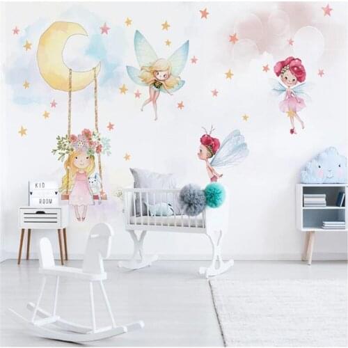 Milofi customized large 3D wallpaper mural Nordic modern minimalist hand-painted cute elf girl childrens room background wall