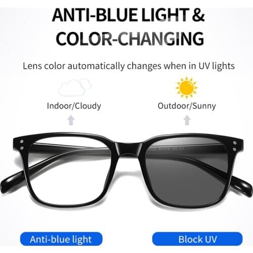 Myopia Photochromic Blue Light Blocking Glasses Prescription TR90 Frame Men Optical Driving Eyeglasses Women Color Changing