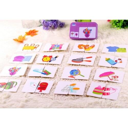 100set Puzzle Jigsaw Baby Learning Cards Matching Game Toys Iron Box Preschool Puzzles Intelligence Children Educational Toy
