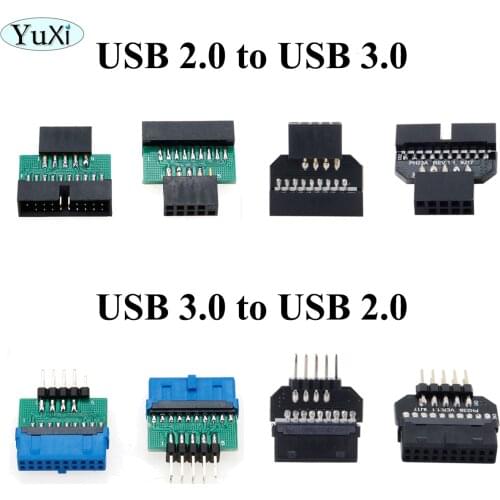 YuXi USB3.0 19 PIN 20 pin female to USB2.0 9 pin male adapter USB 3.0 19/20Pin to USB 2.0 9PIN converter adapter Chassis Front
