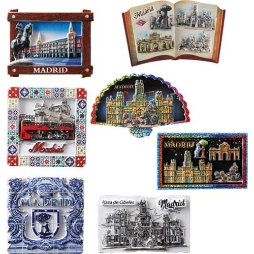 Handmade Painted Madrid Refrigerator Magnets Sticker 3D Resin Fridge Magnet For Kitchen Decoration Message Board Stickers Gift