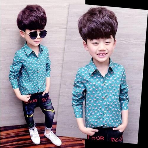 Boys shirt childrens clothing long-sleeved cotton spring and autumn 2020 new cartoon 2-10 baby clothes