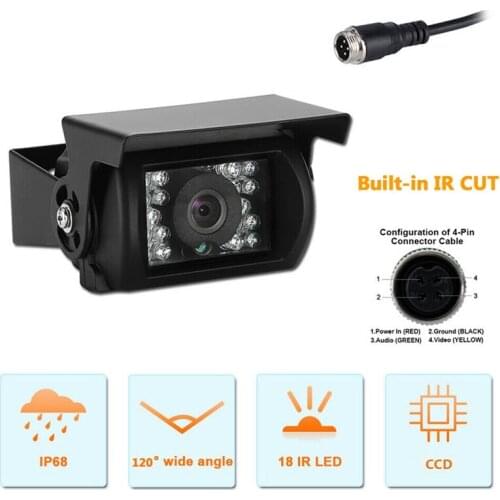 Bus Truck Van Reversing Camera Reversing Infrared Night Vision Waterproof 4Pin Rear View Backup Camera CCD