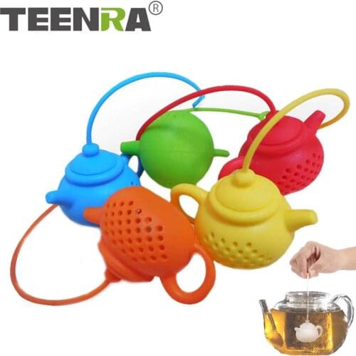 TEENRA Teapot Shape Tea Infuser Strainer Silicone Tea Bag Herbal Filter Leaf Diffuser Teapot Accessories Kitchen Tools