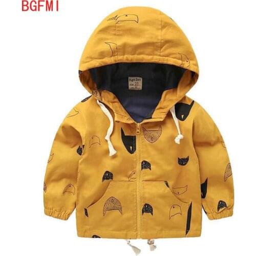 Kids Warm Hooded Jacket Toddler Baby Boys Girls Windbreaker Fall Clothing Children Pocket Zipper Outerwear Cartoon Pattern Coat