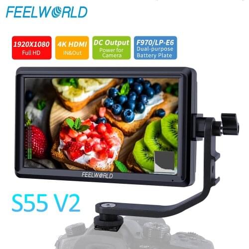 FEELWORLD 5.5 Inch S55 V2 1280x720 IPS on Camera Field Monitor Video Focus Assist Support 4K HDMI Input DC Output