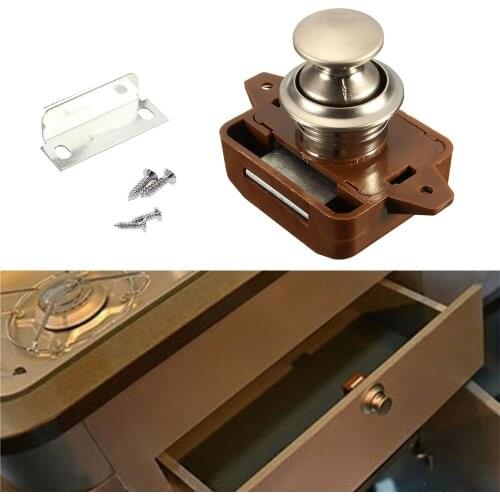 ABS & Zinc Latch Push button lock Camper Motorhome Yacht Furniture Door Latch Knob Parts Cabinet Caravan