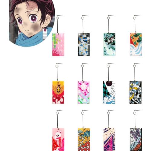 Anime Acrylic Drop Earrings Demon Slayer Kimetsu no Yaiba Blade of Ghost Earings For Women Cosplay Jewelry Accessories Gift