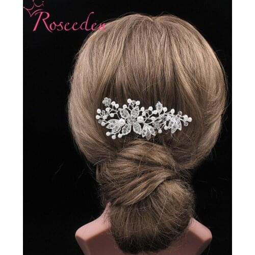 Fashion Crystal Simulated Pearl Bridal hair comb Women Wedding Hair Accessories RE857