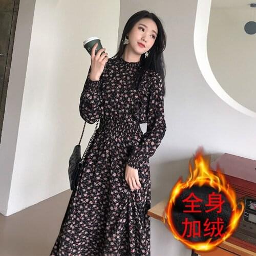 Floral Dress Winter Long Dress New Woman Dresses Vestido De Mujer Femme Robe