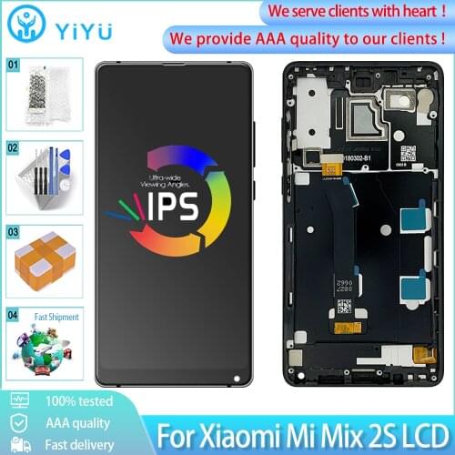 AAA Quality For Xiaomi Mi Mix 2S LCD Display Touch Screen With Frame Digitizer Assembly Replacement Parts For Xiaomi MiX2S LCD