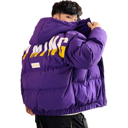 Winter Warm Cotton-padded Coats Men Letter Printed Thicken Jacket Fashion Street Thick Jackets Hooded Outerwear Mens Clothing