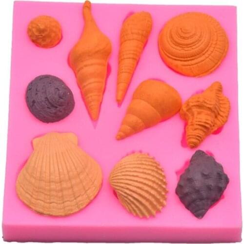 1Pcs DIY Lovely Shell Starfish Conch Sea Silicone Mold Fondant Cake Decorating Tools Soap Mold Cake Chocolate