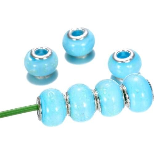 10Pcs Lot 5mm Big Hole Round Glass Clip Spacer Charms European Beads Fit Pandora Bracelet Women Necklace DIY Jewelry Accessories