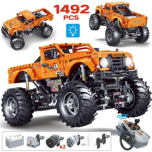 1492pcs Technical City RC Monster Truck Off-road Car Building Blocks Remote Control Climb Vehicle Bricks Toys For Children Gifts