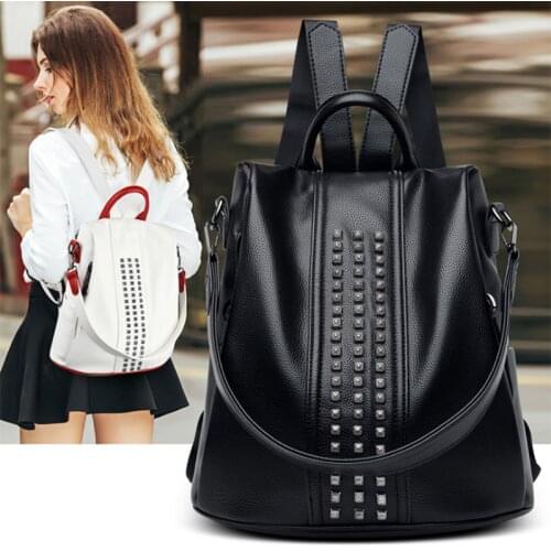 2021 Summer New PU Leather Lady Backpack Korean Version Trend Simple Travel Bag Women Fashion Backpacks