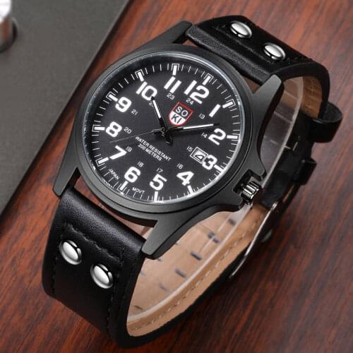 2021 Trendy Classic Mens Quartz Watches Calendar Casual Mens Wristwatch Leather Strap Mens Watches Relogio Masculino Reloj