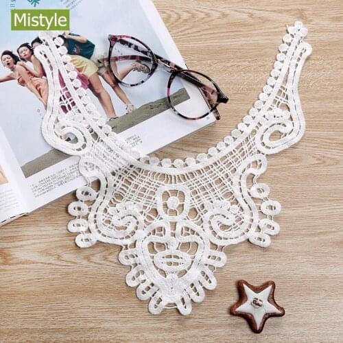 33cm*31cm White Embroidery flower Collar Lace Patches Appliques Venise Lace Fabric Sewing DIY Accessories Trims Craft
