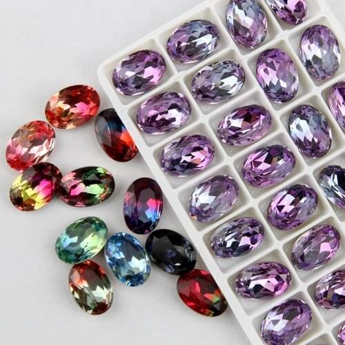 4120 13*18 oval k9 rhiinestone Tourmaline beads gradient ramp beads Multicolor DIY Loose Beads