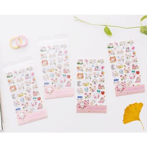 6PCS Cute New Big Ear Dog Children Stationery Stickers For DIY Albums Scrapbooking Diary Decoration Cartoon Depicting